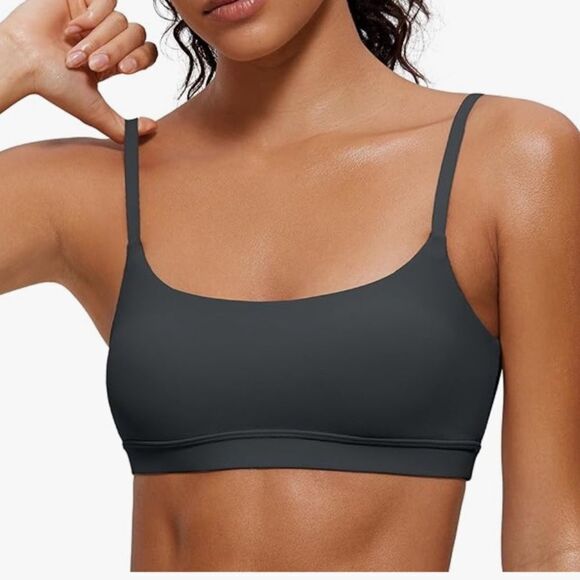 CRZ YOGA Other - CRZ YOGA Butterluxe Adjustable Spaghetti Strap Sports Bra, Melanite, Large, NWT